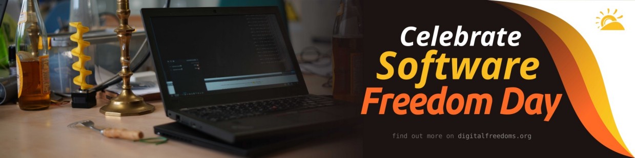 picture of a banner or logo from Software Freedom Day at hackerspace Brussels